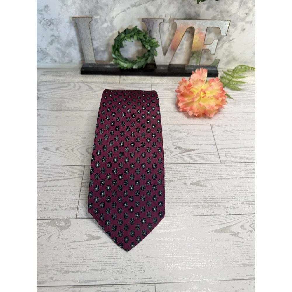 Brooks Brothers Makers Classic Tie Burgundy Paisley Blue Silk USA‎ Made 3